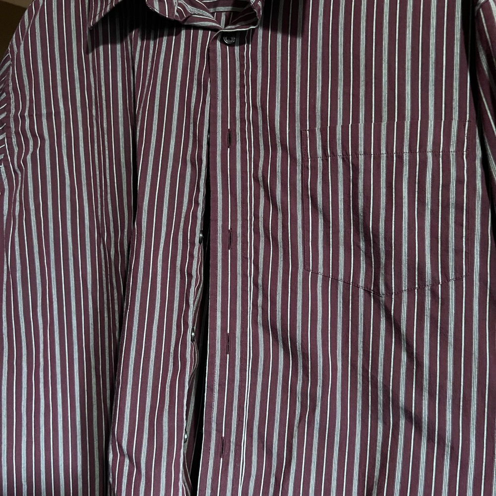 Hunt Club Burgundy and White Striped Shirt